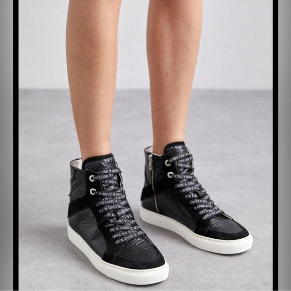 $498 ZADIG & VOLTAIRE HIGH FLASH HIGH-TOP
WRINKLE SNEAKERS NIB - Picture 1 of 12
